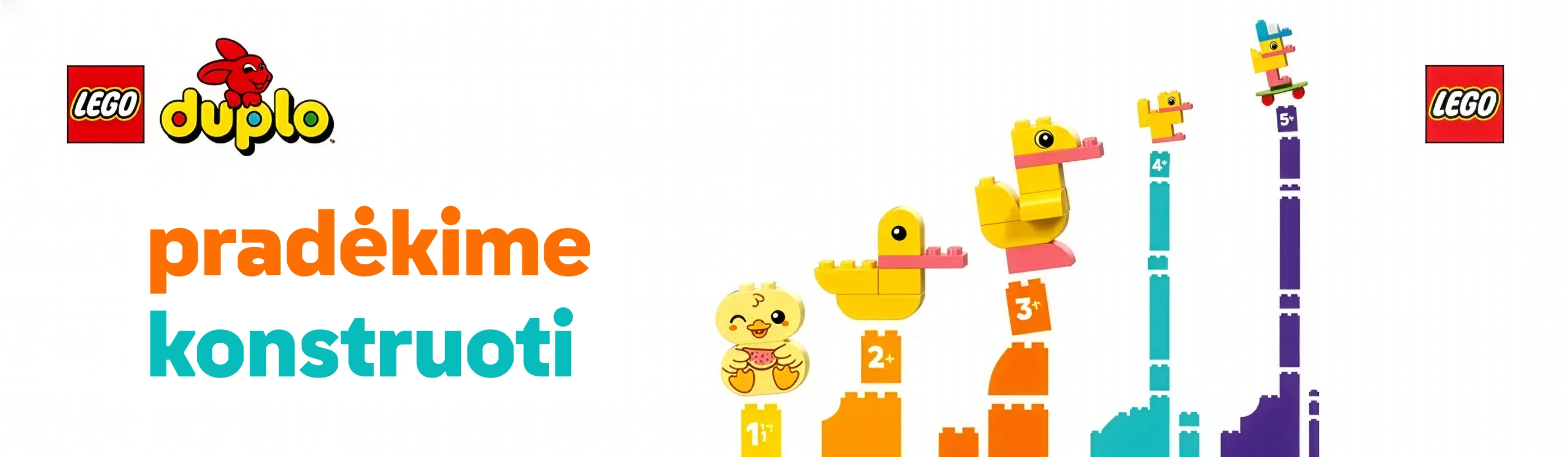 LEGO® DUPLO® žaidimų rinkiniai mažamečiams internetu pigiau. Pradėkime konstruoti.