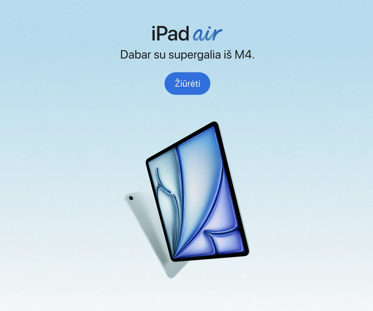 Apple iPad Air internetu pigiau. Iki 24 mėn. lizingas be pabrangimo.
