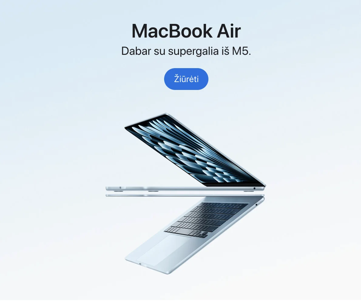 Apple MacBook Air internetu pigiau. Iki 24 mėn. lizingas be pabrangimo.
