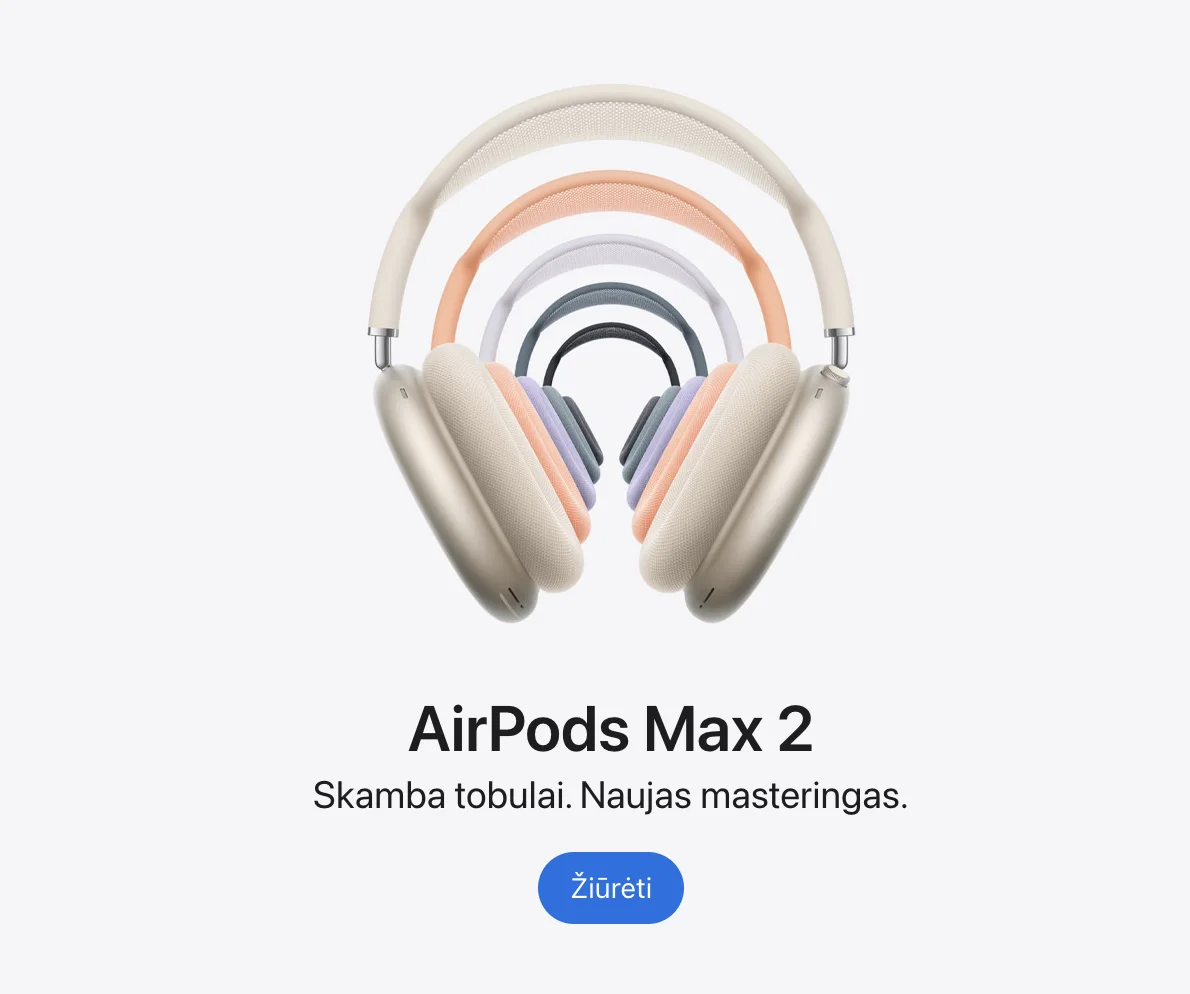 Apple AirPods Mac 2 internetu pigiau. Iki 24 mėn. lizingas be pabrangimo.