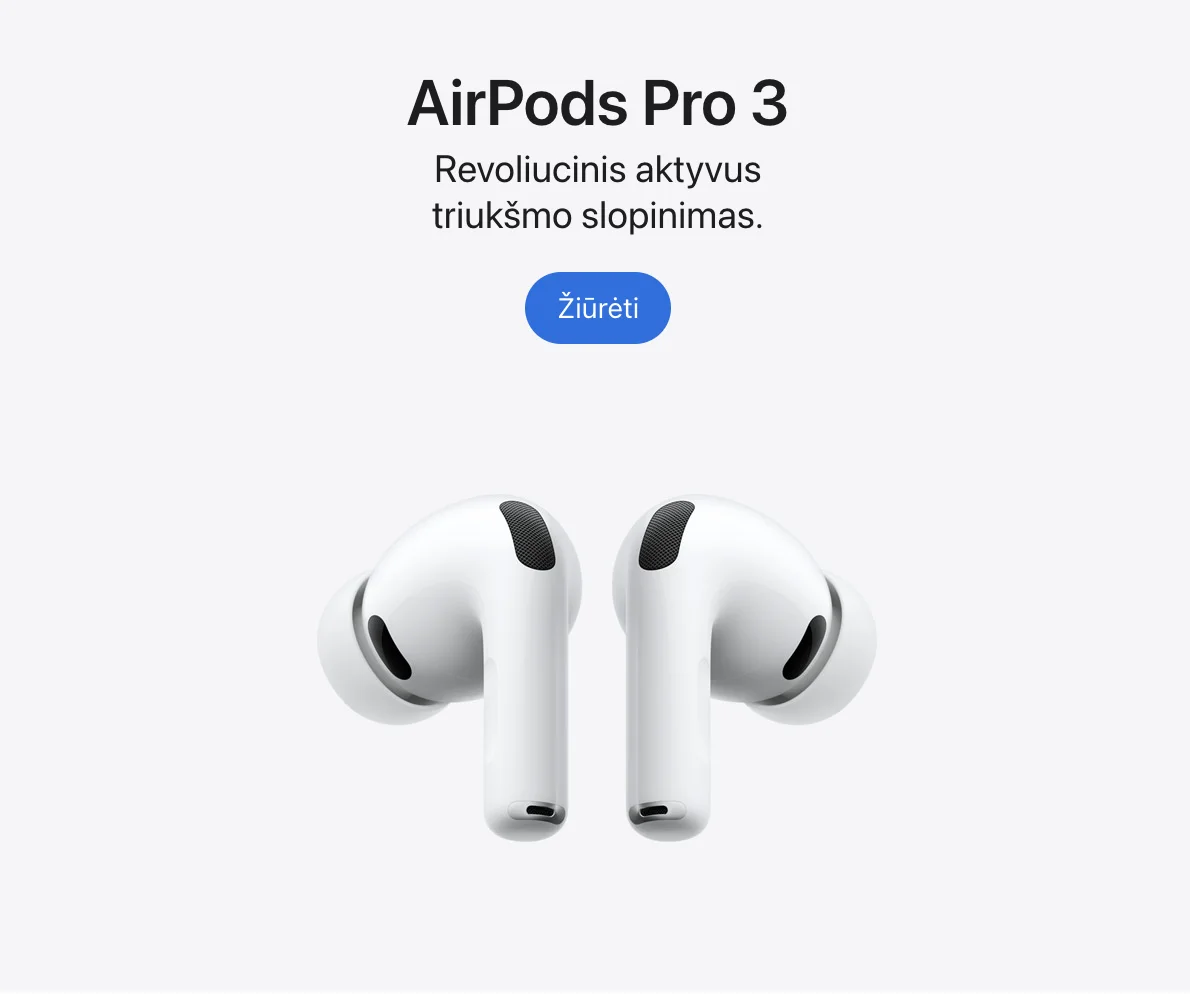 Apple AirPods Pro 3 internetu pigiau. Iki 24 mėn. lizingas be pabrangimo.