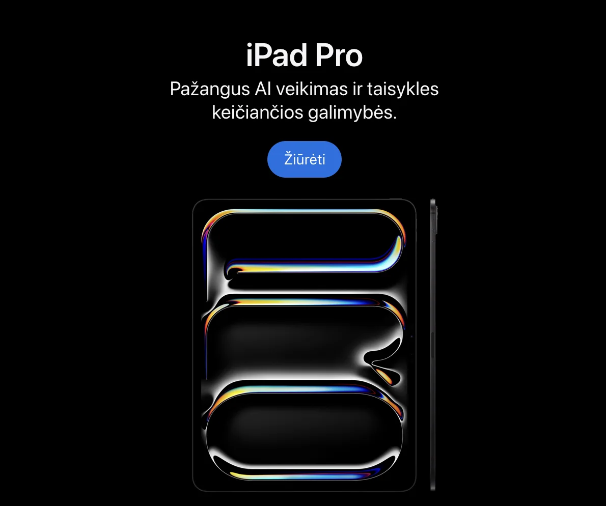 Apple iPad Pro internetu pigiau. Iki 24 mėn. lizingas be pabrangimo.