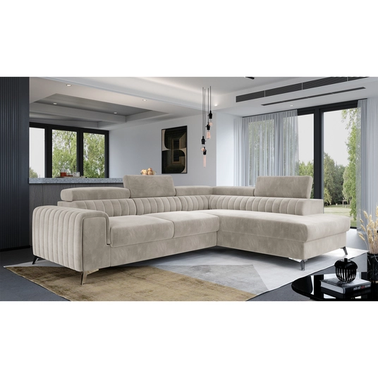 Kampinė sofa Laurence su patalynės dėže, audinys Paros 02