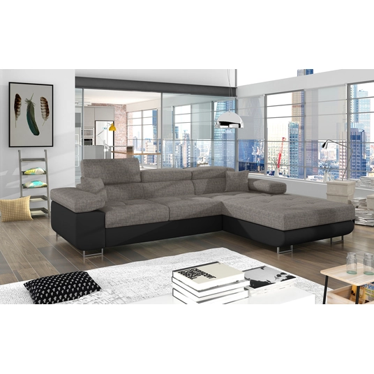 Kampinė sofa Armando su patalynės dėže, audinys Berlin 01, Soft 11