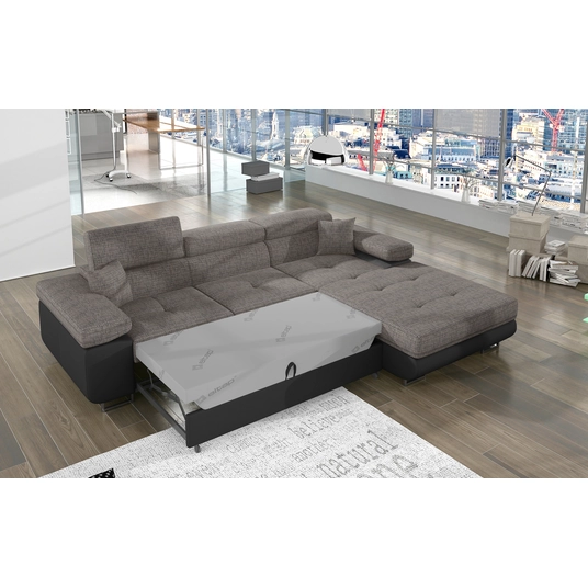 Kampinė sofa Armando su patalynės dėže, audinys Berlin 01, Soft 11