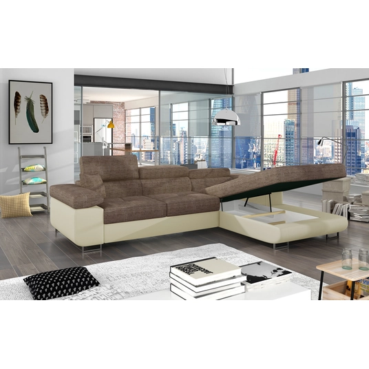 Kampinė sofa Armando su patalynės dėže, audinys Berlin 03, Soft 33