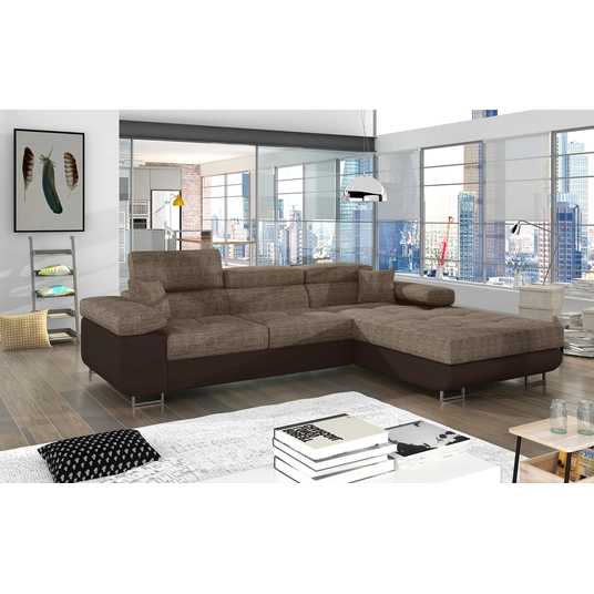 Kampinė sofa Armando su patalynės dėže, audinys Berlin 03, Soft 66