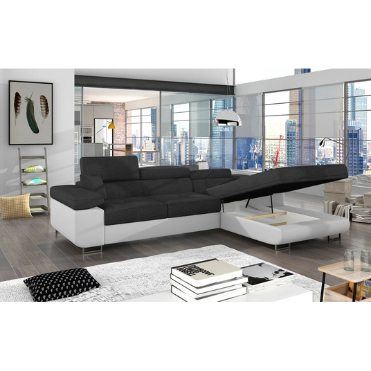 Kampinė sofa Armando su patalynės dėže, audinys Sawana 05, Soft 17
