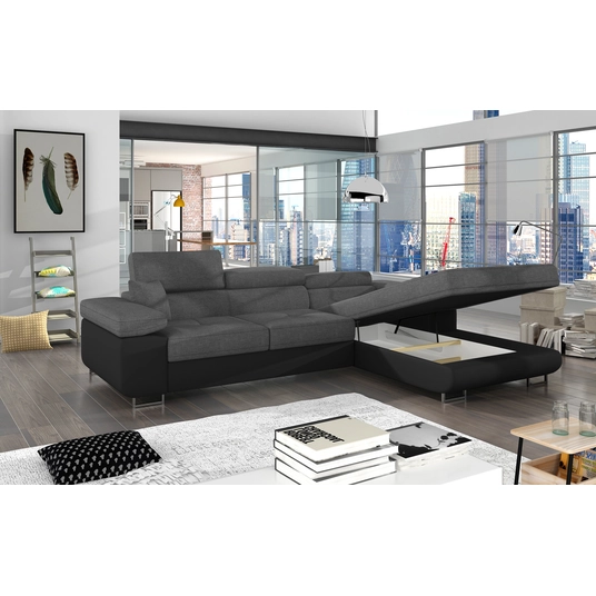 Kampinė sofa Armando su patalynės dėže, audinys Sawana 21, Soft 11