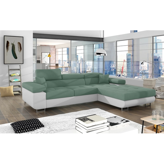 Kampinė sofa Armando su patalynės dėže, audinys Soro 34, Soft 17