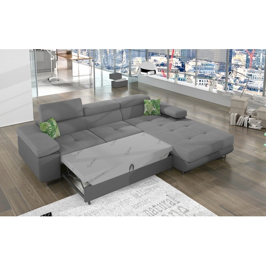 Kampinė sofa Armando su patalynės dėže, audinys Soro 83, Soft 29