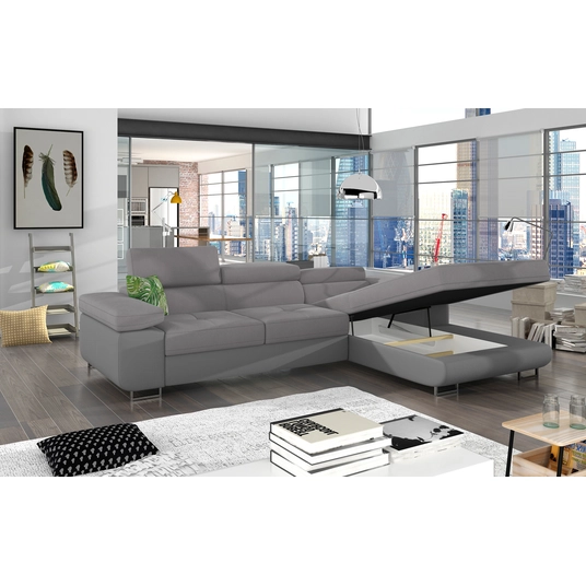 Kampinė sofa Armando su patalynės dėže, audinys Soro 83, Soft 29