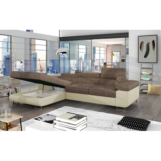 Kampinė sofa Armando su patalynės dėže, audinys Berlin 03, Soft 33