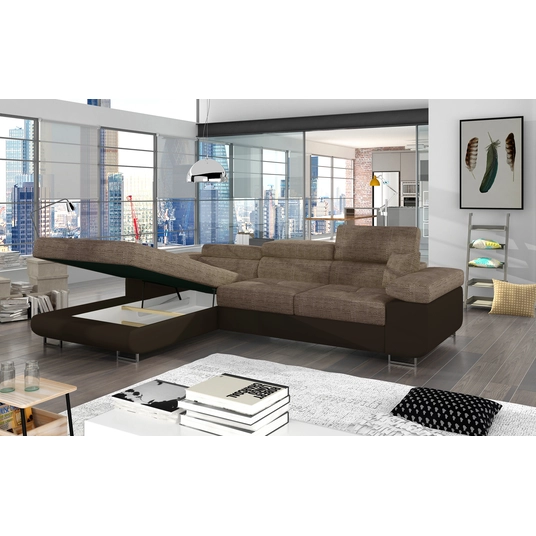 Kampinė sofa Armando su patalynės dėže, audinys Berlin 03, Soft 66