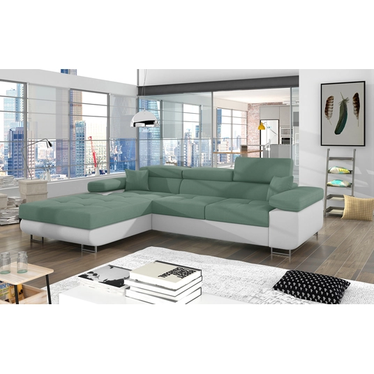 Kampinė sofa Armando su patalynės dėže, audinys Soro 34, Soft 17