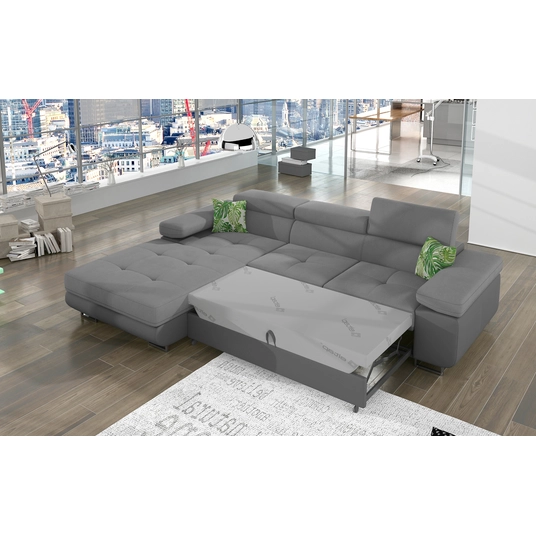 Kampinė sofa Armando su patalynės dėže, audinys Soro 83, Soft 29