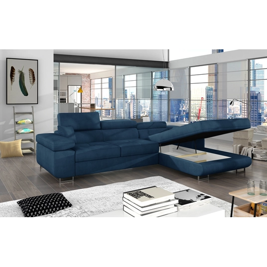 Kampinė sofa Armando su patalynės dėže, audinys Kronos 09
