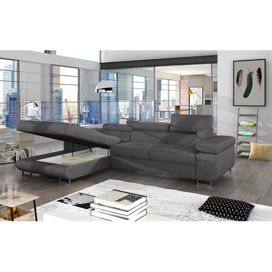Kampinė sofa Armando su patalynės dėže, audinys Gusto 88