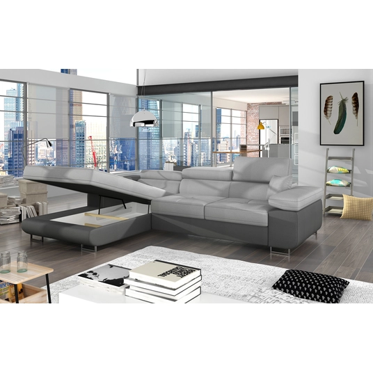 Kampinė sofa Armando su patalynės dėže, audinys Monolith 84, Monolith 97