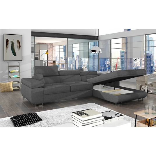Kampinė sofa Armando su patalynės dėže, audinys Sawana 21