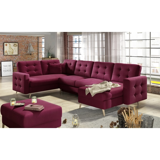 Kampinė sofa Asgard su patalynės dėže, audinys Mat Velvet 68