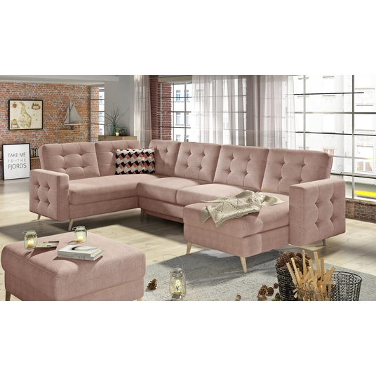 Kampinė sofa Asgard su patalynės dėže, audinys Omega 91, Zigzag 60