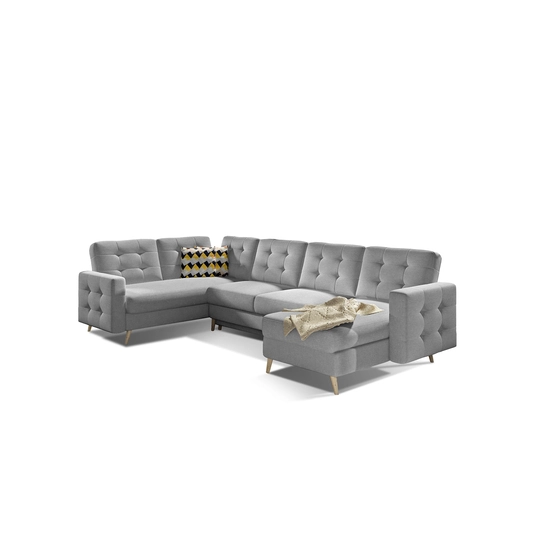 Kampinė sofa Asgard su patalynės dėže, audinys Sawana 21, Zigzag 53