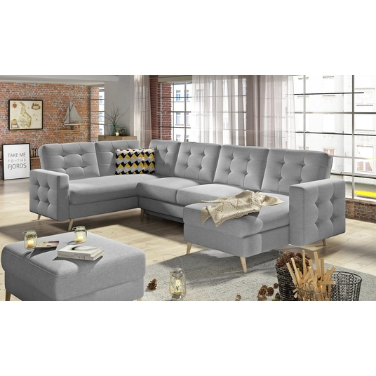 Kampinė sofa Asgard su patalynės dėže, audinys Sawana 21, Zigzag 53