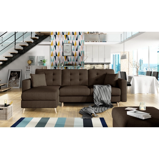 Kampinė sofa Asgard su patalynės dėže, audinys Sawana 16