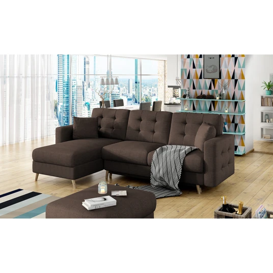 Kampinė sofa Asgard su patalynės dėže, audinys Sawana 16