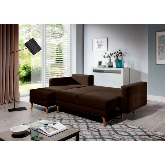 Kampinė sofa Asgard su patalynės dėže, audinys Sawana 16