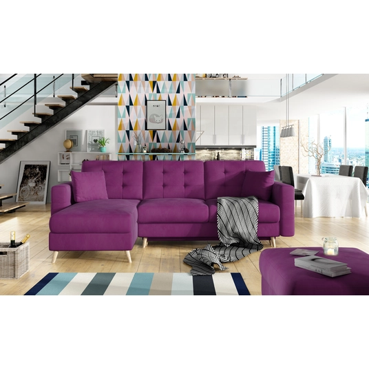 Kampinė sofa Asgard su patalynės dėže, audinys Mat Velvet 68