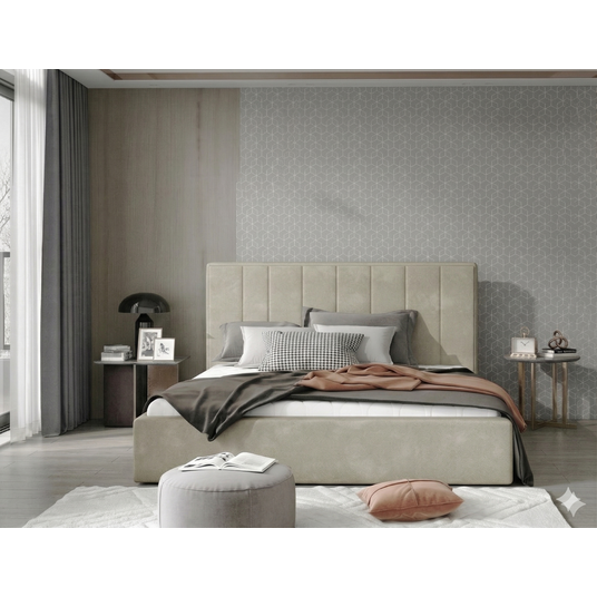 Lova su patalynės dėže Audrey Paros 02, 140x200, beige spalva