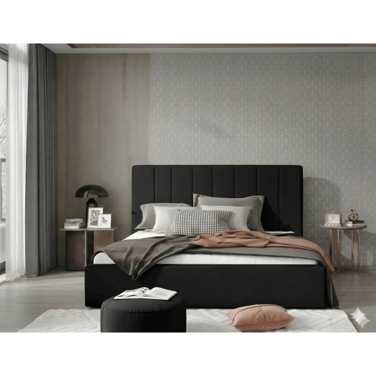 Lova su patalynės dėže Audrey Soft 11, 140x200, juoda spalva