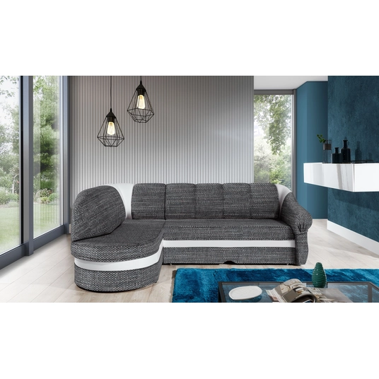 Kampinė sofa Benano su patalynės dėže, audinys Berlin 01, Soft 17