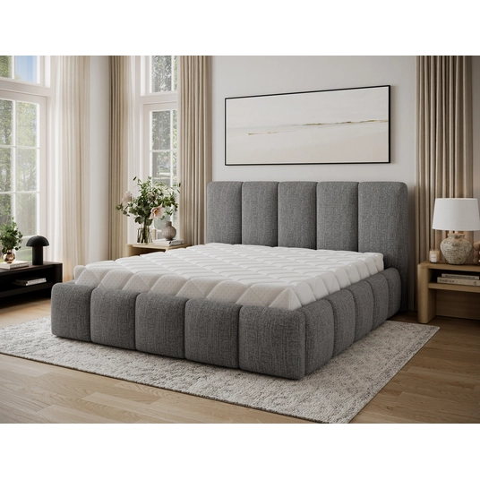 Lova Edvige Berlin 01, su grotelėmis, be patalynės dėžės, 140x200, pilka spalva