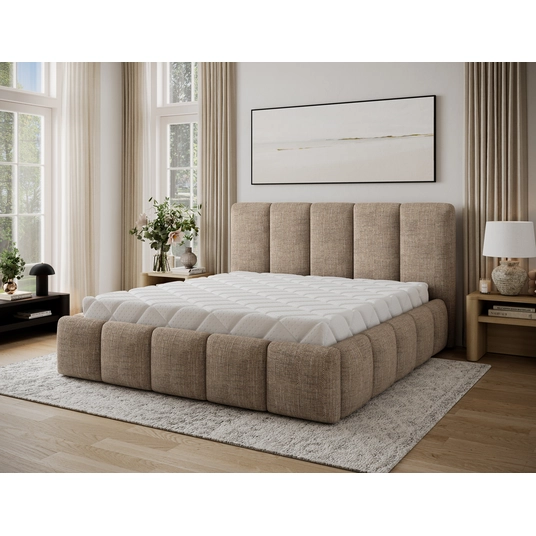 Lova Edvige Berlin 03, su grotelėmis, be patalynės dėžės, 140x200, juoda spalva
