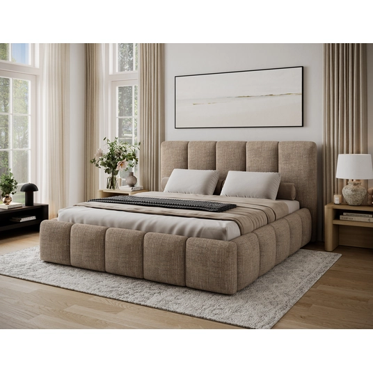 Lova Edvige Berlin 03, su grotelėmis, be patalynės dėžės, 160x200, juoda spalva