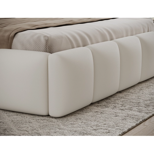 Lova Edvige Soft 17 su patalynės dėže, su grotelėmis ir su standartiniu pakėlimo mechanizmu 140x200, balta spalva
