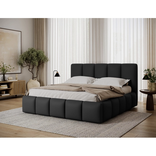 Lova Edvige Soft 11 be grotelių, be patalynės dėžės 140x200, juoda spalva