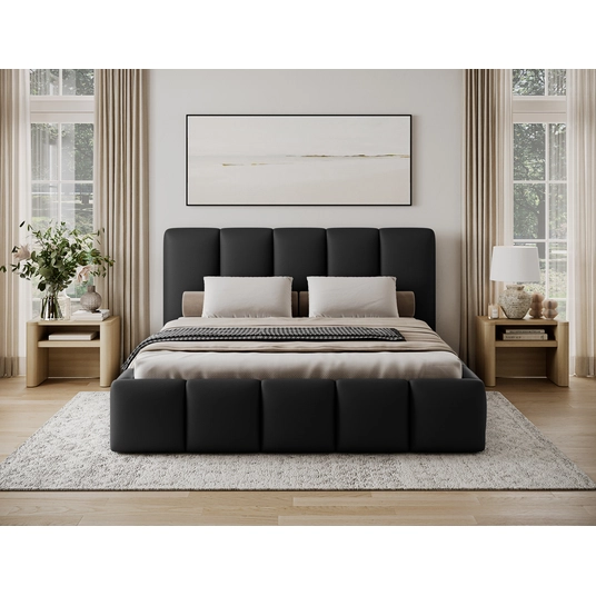 Lova Edvige Soft 11 be grotelių, be patalynės dėžės 160x200, juoda spalva