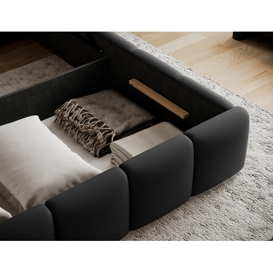 Lova Edvige Soft 11 be grotelių, be patalynės dėžės 160x200, juoda spalva