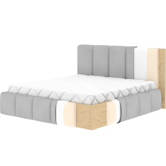 Lova Edvige Soft 11 su patalynės dėže, su grotelėmis ir su standartiniu pakėlimo mechanizmu 160x200, juoda spalva
