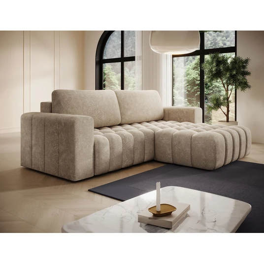 Kampinė sofa Bonett su patalynės dėže, audinys Dora 21