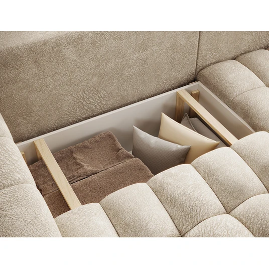 Kampinė sofa Bonett su patalynės dėže, audinys Dora 21