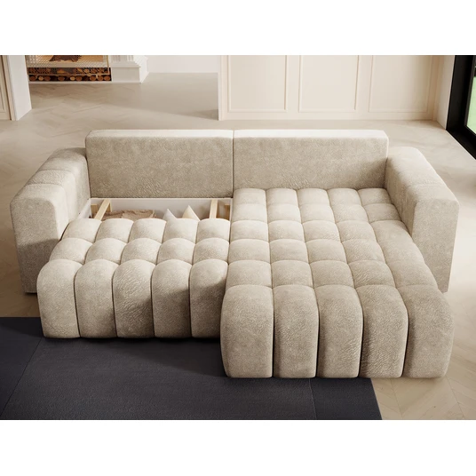 Kampinė sofa Bonett su patalynės dėže, audinys Dora 21