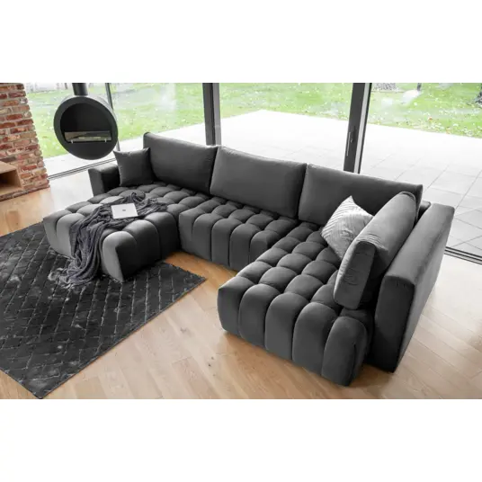 Kampinė sofa Bonito su patalynės dėže, audinys Nube 6