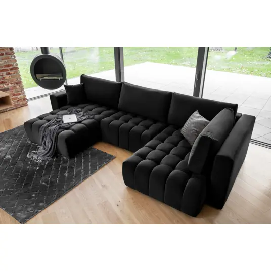 Kampinė sofa Bonito su patalynės dėže, audinys Loco 10