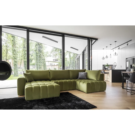 Kampinė sofa Bonito su patalynės dėže, audinys Loco 33