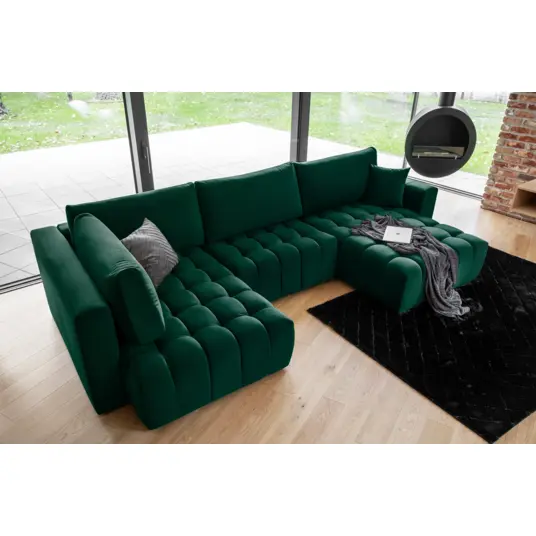Kampinė sofa Bonito su patalynės dėže, audinys Loco 35